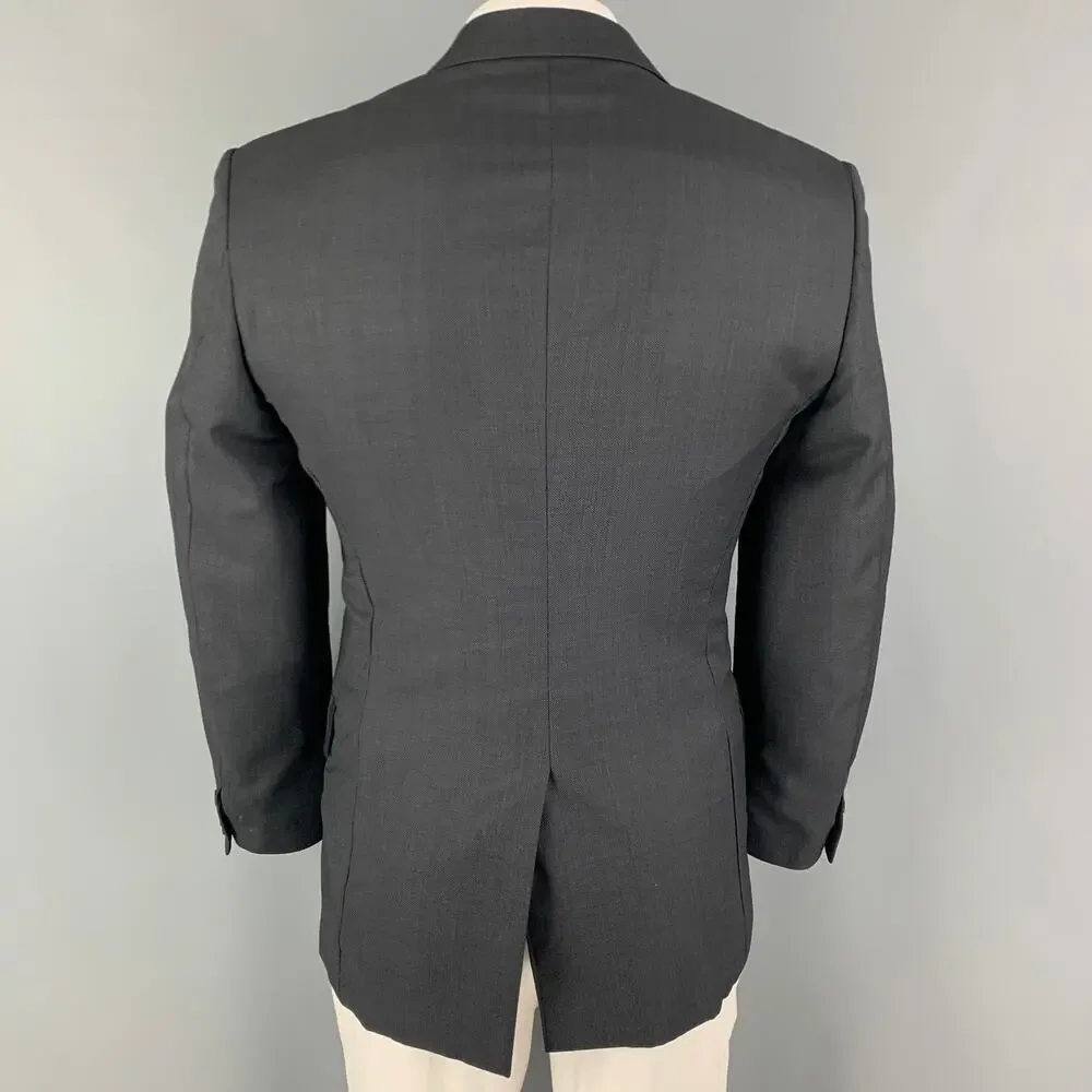 VERSACE COLLECTION Size 40 Charcoal Black Woven Wool Sport Coat